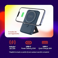 Geonav Power Bank MagSafe 10.000mAh: Carregamento Rápido Universal por Indução e Suporte Dobrável - imagem 3