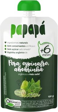 Kit 6X: Papinha Orgânica de Pera Espinafre e Abobrinha Papapá 100g - imagem 1