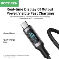 Cabo USB-C 100W Rocoren: Carregamento Turbo + Visor LED - imagem 2
