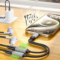 Divisor USB-C 2 em 1 BENACES: Carregue e Ouça Música Simultaneamente com PD 100W - imagem 5