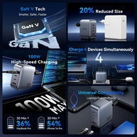 Vention 100W GaN: Carregador Rápido 4 Portas - imagem 3