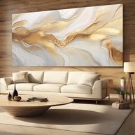 Quadro Decorativo Abstrato Dourado 100x50 - Impressão em Tecido com Elegância Luxuosa para Sala, Quarto ou Hall - imagem 3