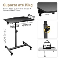 Mesa Portátil Ergonômica com Ajuste de Altura e Rodas - Tampo 100x60cm - imagem 3
