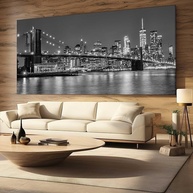 Quadro Decorativo Manhattan NY 100x70cm - Paisagem Preto e Branco para Sala e Quarto - imagem 1