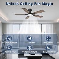Ventilador de Teto Inteligente com Luz LED Regulável, Controle Remoto e App - 106,7cm - imagem 4