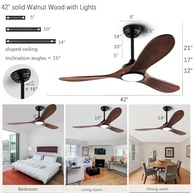 Ventilador de Teto 106cm com Luz LED e Controle Remoto | Motor Silencioso DC Reversível - imagem 3