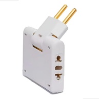 Adaptador de Tomada Articulado Universal Branco: 3 Saídas Bivolt 10A com Pinos de Latão - imagem 2