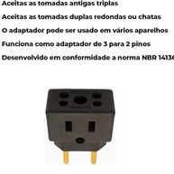 Adaptador Tomada Universal 3 Pinos Preto Benjamin 10A/20A Bivolt - DUPIN Premium - imagem 3