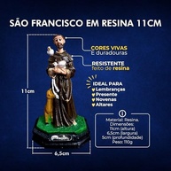 Escultura de São Francisco de Assis em Resina 10cm - Imagem Religiosa Detalhada para Decoração e Presente - imagem 4