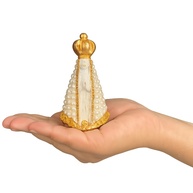 Imagem Nossa Senhora Aparecida Perolada 10cm - Gesso com Detalhes em Pérola - Lembrancinha Basílica Aparecida - imagem 1