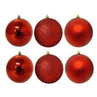 Jogo 6 Bolas de Natal 10cm Vermelhas: Glitter, Fosca e Lisa - Toque de Elegância Bela Flor - imagem 2