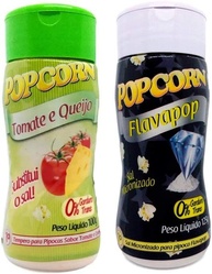Temperos p/ Pipoca Popcorn Cx 12 Frascos: 6 Tomate e Queijo - 6 Flavapop Sal Micronizado Manteiga - imagem 1