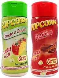 Temperos P/ Pipoca Popcorn Cx 24 Frascos. 12 Tomate e Queijo - 12 Bacon - imagem 1