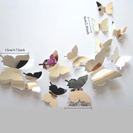 Adesivos 3D Borboleta Espelho Acrílico - 12 Peças Modernas para Decoração de Parede - imagem 4