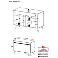 Balcão de Cozinha com Pia 120 cm Veneza - 2 Portas Modernas e Espaço Interno Ampla - imagem 3