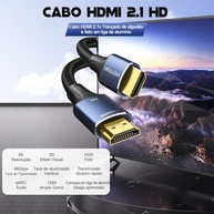 Cabo Vention HDMI 2.1 Gamer 8K 60Hz 4K 120Hz 48Gbps Blindado Ouro 1m - imagem 3