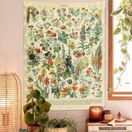 Tapeçaria de Flores Vintage 122x91cm - Decoração Botânica Ilustrativa para Parede - imagem 4