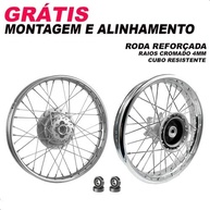 Jogo de Rodas Raiadas 4mm Tambor Bros 125/150/160 Completo com Rolamentos - imagem 2