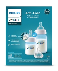 Philips Avent Kit Duplo Mamadeira Anti-colic 125ml + 260ml + Bico Extra 6m+ Azul SCY119/15 - imagem 1