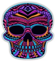 Adesivo Caveira Mexicana Vibrante - Dia dos Mortos Vinil Premium 12cm - Carros, Laptops e Mais! - imagem 2
