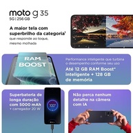 Smartphone Motorola Moto G35 5G: 256GB, 12GB RAM, Câmera 50MP AI e Tela 6.7" Superbrilho - Cinza Vegan Leather - imagem 4