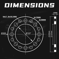 Espaçadores de Roda 12mm Alumínio Universal 8x170/180mm - Kit 4 Peças - imagem 3