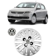 Jogo 4 Calotas Aro 13 VW Gol G5/G6 2008-2015 Grid Prata com Adesivo Resinado Logo VW - imagem 3