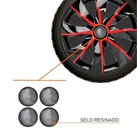 Jogo de Calotas Prime Black Red Aro 13 para Peugeot 206, 207, 208, 307, 4008 e Hoggar com Selo Resinado - imagem 3