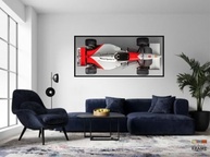 Quadro Decorativo Carro Corrida Honda Senna F1 130x60cm - Moldura Preta com Vinil Brilhante - imagem 3