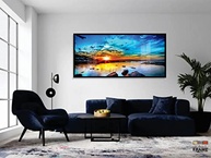 Quadro Decorativo Praia Mar 130x60cm com Moldura Preta - Decoração Moderna para Ambientes - imagem 4