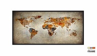 Quadro Mapa Mundi Rústico 130x60cm - Decoração Moderna para Sala, Quarto e Escritório com Moldura Preta - imagem 4