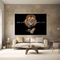 Quadro Decorativo Leão Aquele que te Guarda Salmos 130x90cm - Tecido Premium com Estampa em Alta Definição - imagem 1