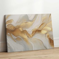 Quadro Decorativo Abstrato 130x90cm Dourado e Branco - Mármore Moderno para Sala e Quarto - imagem 4