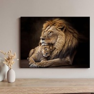 Quadros Decorativos Leão Leoa Família 130x90cm - Impressão em Tecido com Alta Definição para Quarto e Sala - imagem 5