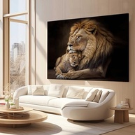 Quadros Decorativos Leão Leoa Família 130x90cm - Impressão em Tecido com Alta Definição para Quarto e Sala - imagem 3
