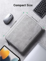 UGREEN Capa para laptop de 13,3 polegadas, couro de camurça PU, macia, acolchoada com zíper, capa compatível com MacBook Air Pro 2021, 2020 e 2019, resistente à água, pasta protetora, cinza - imagem 5