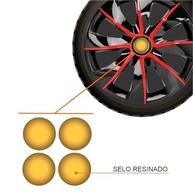 Jogo de Calotas Prime Black Red 14" para Onix, Prisma, Corsa, Celta, Montana, Agile, Cobalt, Meriva, Spin, Astra + Selos Resinados - imagem 3