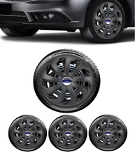 Jogo 4 Calotas Esportivas Velox Aro 14 Preto Fosco - Novo Ka, Fiesta, Focus - imagem 1