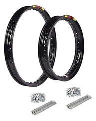 Par de Aros de Alumínio 140x17 e 185x14 Preto Brilhante para Honda Biz 100, 110, 125 e Pop 100 + Jogo de Raios 4mm - imagem 1