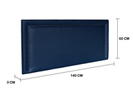 Cabeceira Casal Reta Luxo 140x60 em Courino Azul com Tachas Fumê - Modernidade e Sofisticação para seu Quarto - imagem 3