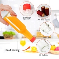 AuroTrends Garrafas de molho picante de 142 g, pacote com 24 garrafas de vinho vazias com tampas/cápsulas retráteis/adesivos - Garrafas de vidro transparentes de 142 g/garrafas de vidro com tampas - imagem 3