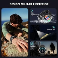 IOWODO Smartwatch Militar Masculino: Chamadas, Tela HD 1.45", 100+ Esportes, IP68 e Bateria 30 Dias - imagem 4