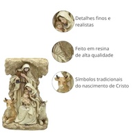 Sagrada Família Presépio Rústico 14x7x23cm em Resina - Decoração Espiritual Premium - imagem 4