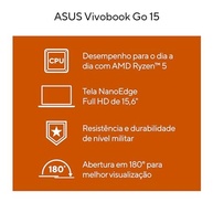 Notebook ASUS VivoBook Go 15, AMD RYZEN 5 7520U, 8GB, 512GB SSD, KeepOS, Tela 15,6" FHD, Mixed Black - E1504FA-NJ732 - imagem 2