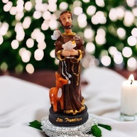 São Francisco de Assis - Escultura em Resina Detalhada 15 cm | Imagem Sagrada com Acabamento Artesanal - imagem 2