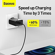 Baseus 20W USB-C: Carregador Rápido para iPhone 15 - imagem 2