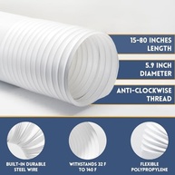 Mangueira de ar condicionado. Ventilação de exaustão portátil com 15 cm de diâmetro, rosca anti-horário e comprimento de até 203 cm. Compatível com LG, Delonghi e muitos outros condicionadores de ar - imagem 4