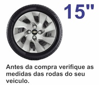 Jogo 4 Calotas Esportivas Prata Aro 15 Onix/Prisma 2014-2016 com Emblema Preto - imagem 4