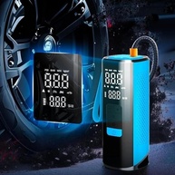Inflador de Pneus Portátil 150 PSI: Compressor de Ar Elétrico USB Azul com Display Duplo e Modos Inteligentes - imagem 4