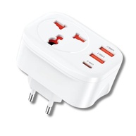 Adaptador Universal de Tomada 3 USB + 1 Tipo-C: Carregamento Rápido 3.4A para +150 Países - imagem 2